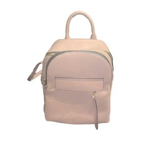 small pink faux leather backpack